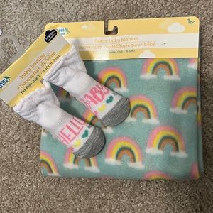 NWT angel of mine baby booties and fleece baby blanket